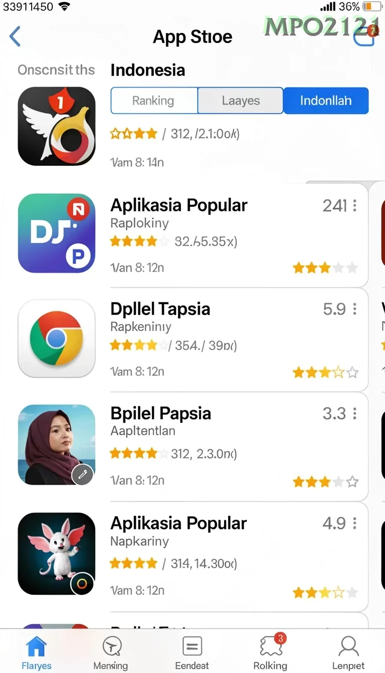 Cuplikan layar P200M — menu navigasi